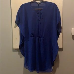 Express Shear Blue Dress Dolman style sleeves